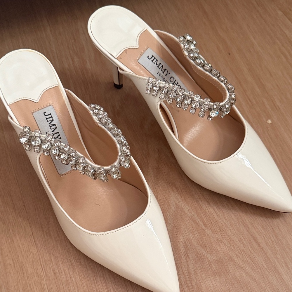 Jimmy Choo Ivory Embellished Heels